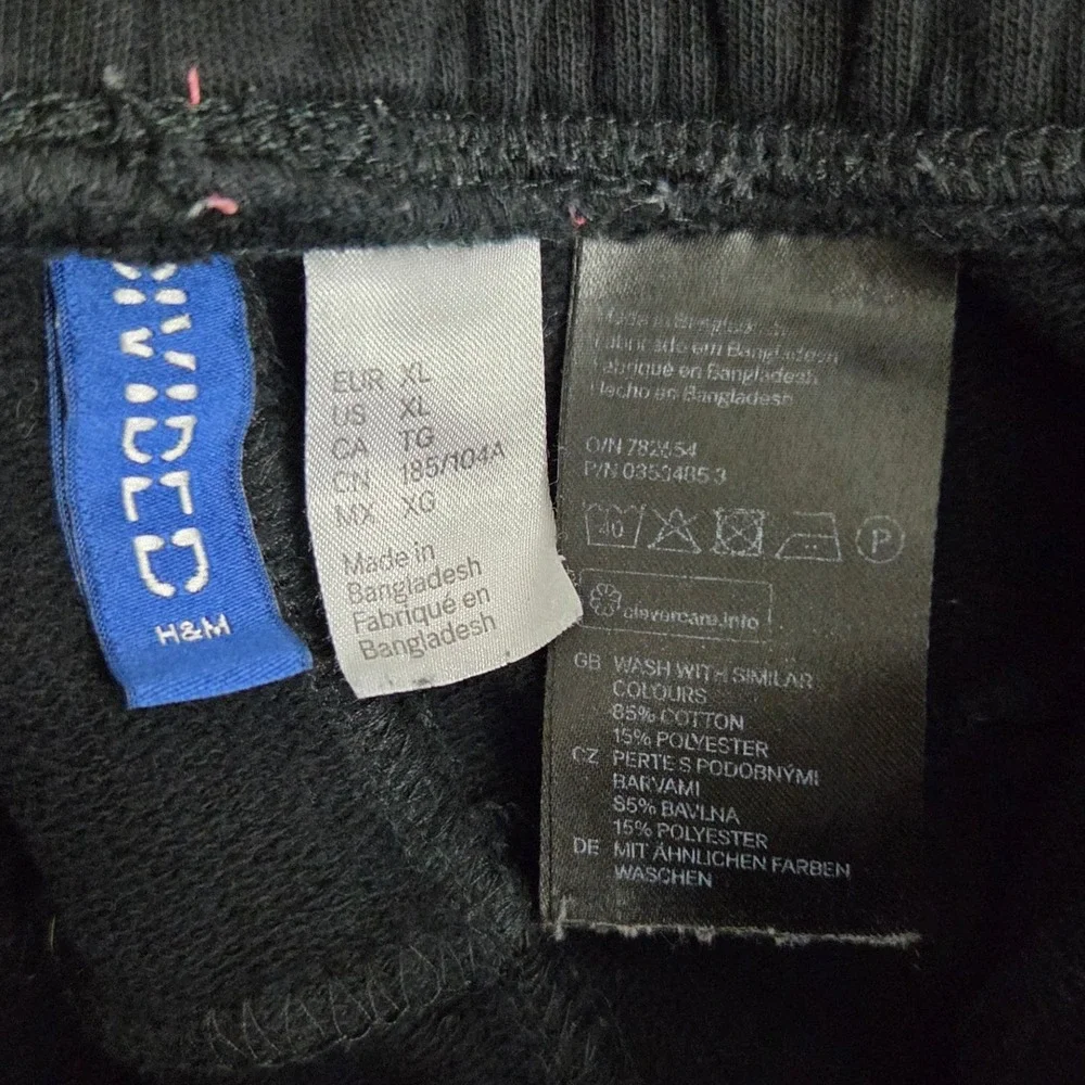 HM Divided Mens XL Black Moto Jogger Pants Ribbed Knee Streetwear Sweatpants